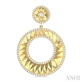 1 7/8 ctw Open Window Circle Dangler Round Cut Diamond Fashion Earrings in 14K Yellow Gold